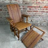 Vintage rattan chaise longue 1960