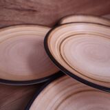6 deep plates in Grés Salins Marrons swirls