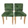 Pair of vintage wooden chairs with green fur effect upholstery – Year