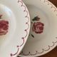 Set of 6 antique deep plates in earthenware • Red rose decoration