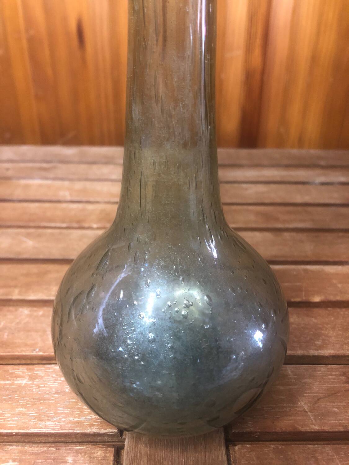 Old biot soliflore vase vintage bubble blown glass #a408