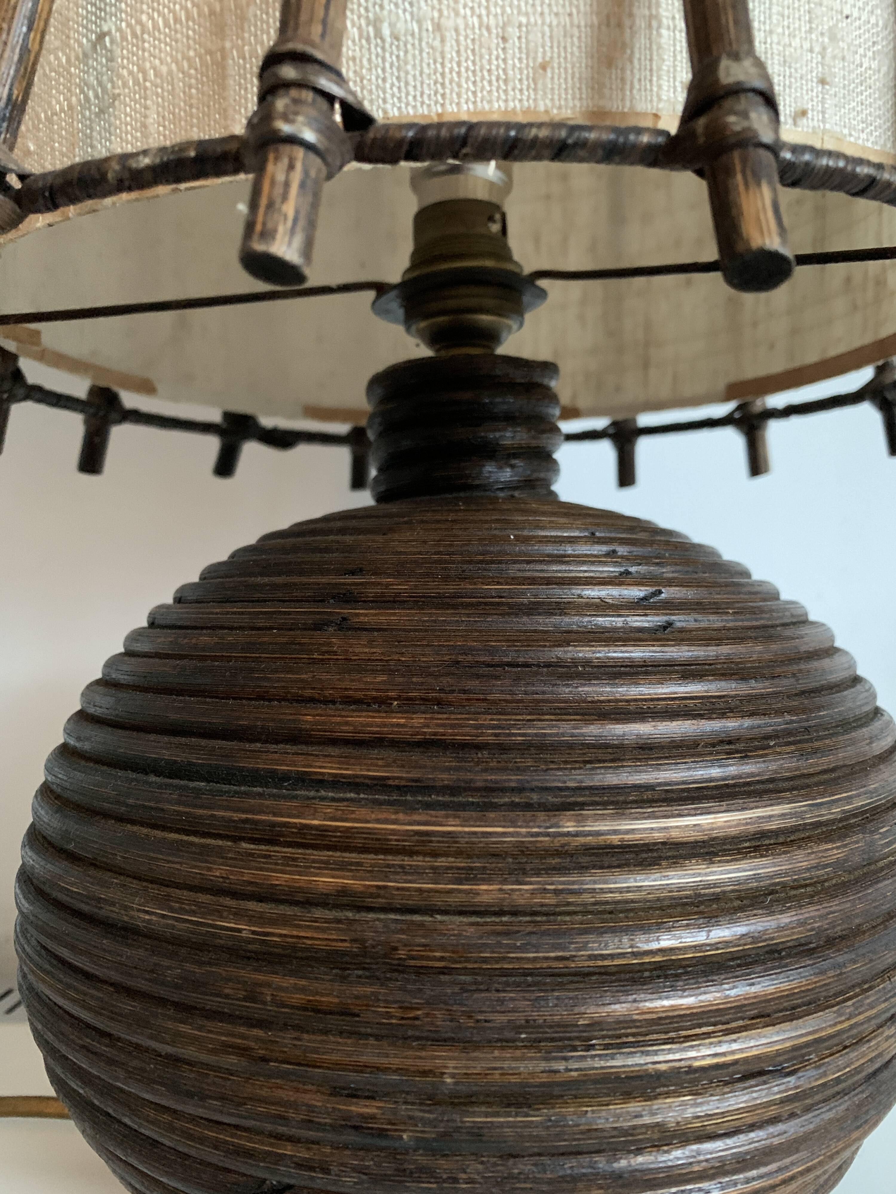Rattan lamp with original lampshade, 1960
