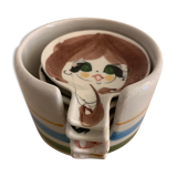 4 individual Italian ceramic stackable ashtrays with women's faces