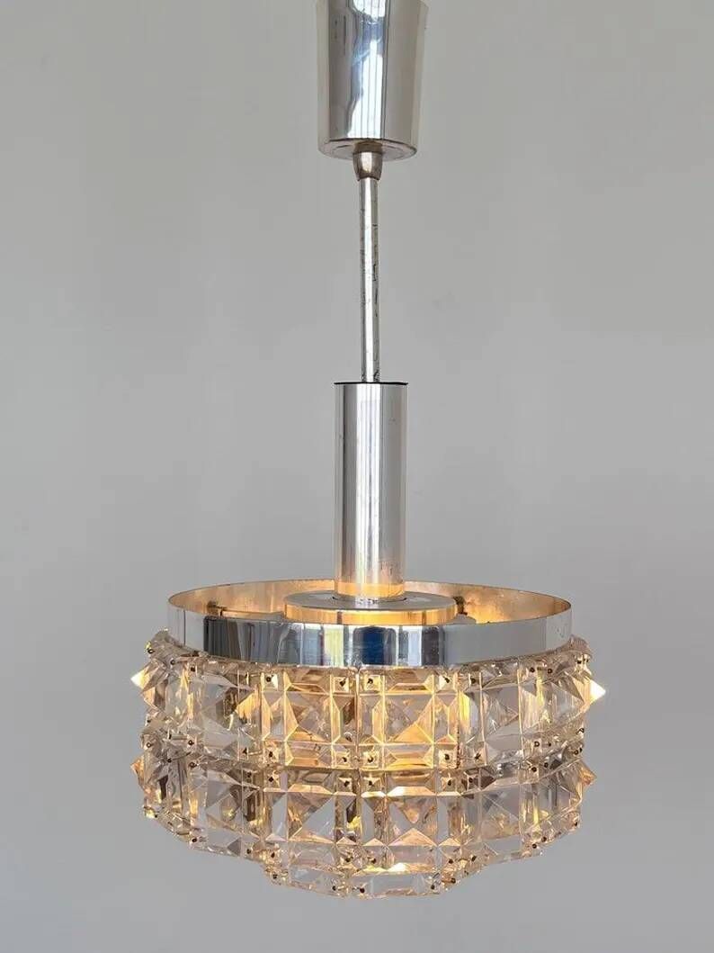 Midcentury Glass Chandelier by Kinkeldey, Germany, 1970s