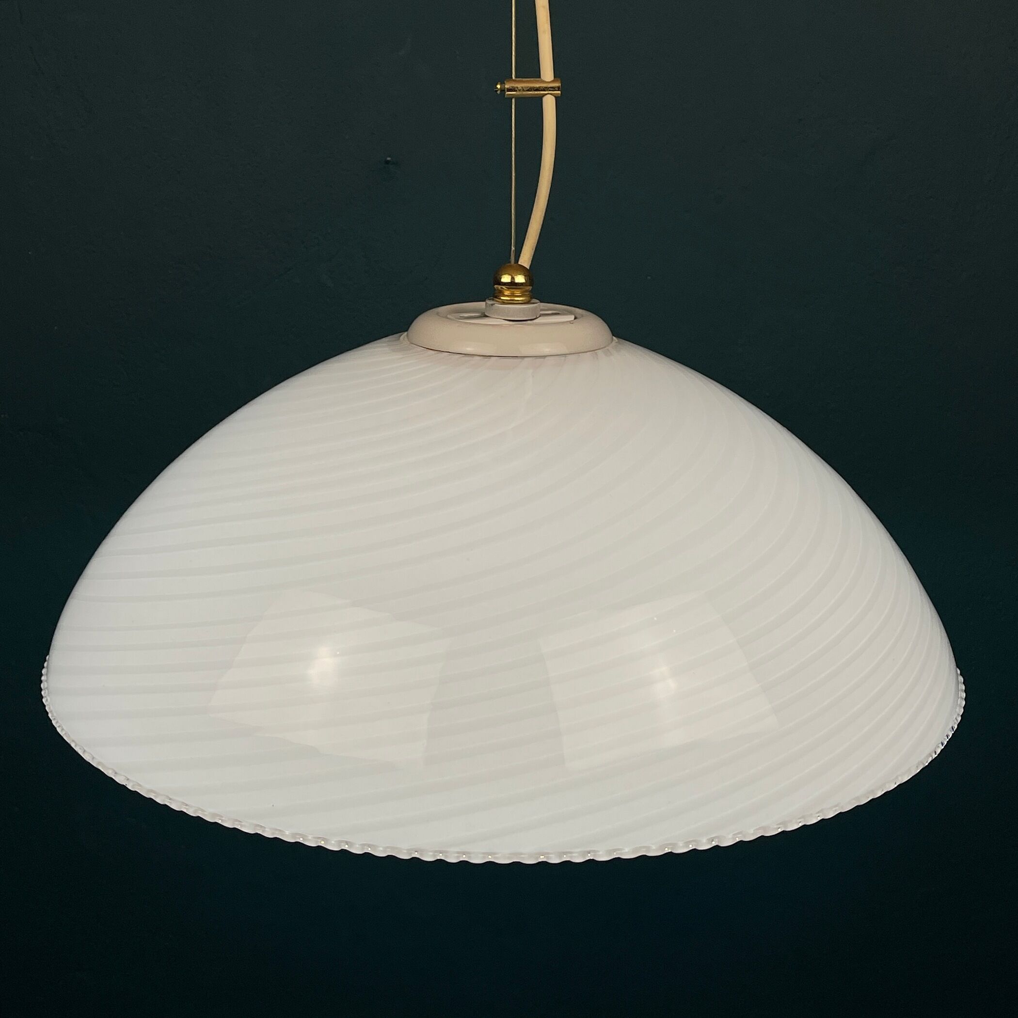Vintage swirl murano glass pendant lamp Italy 1970s