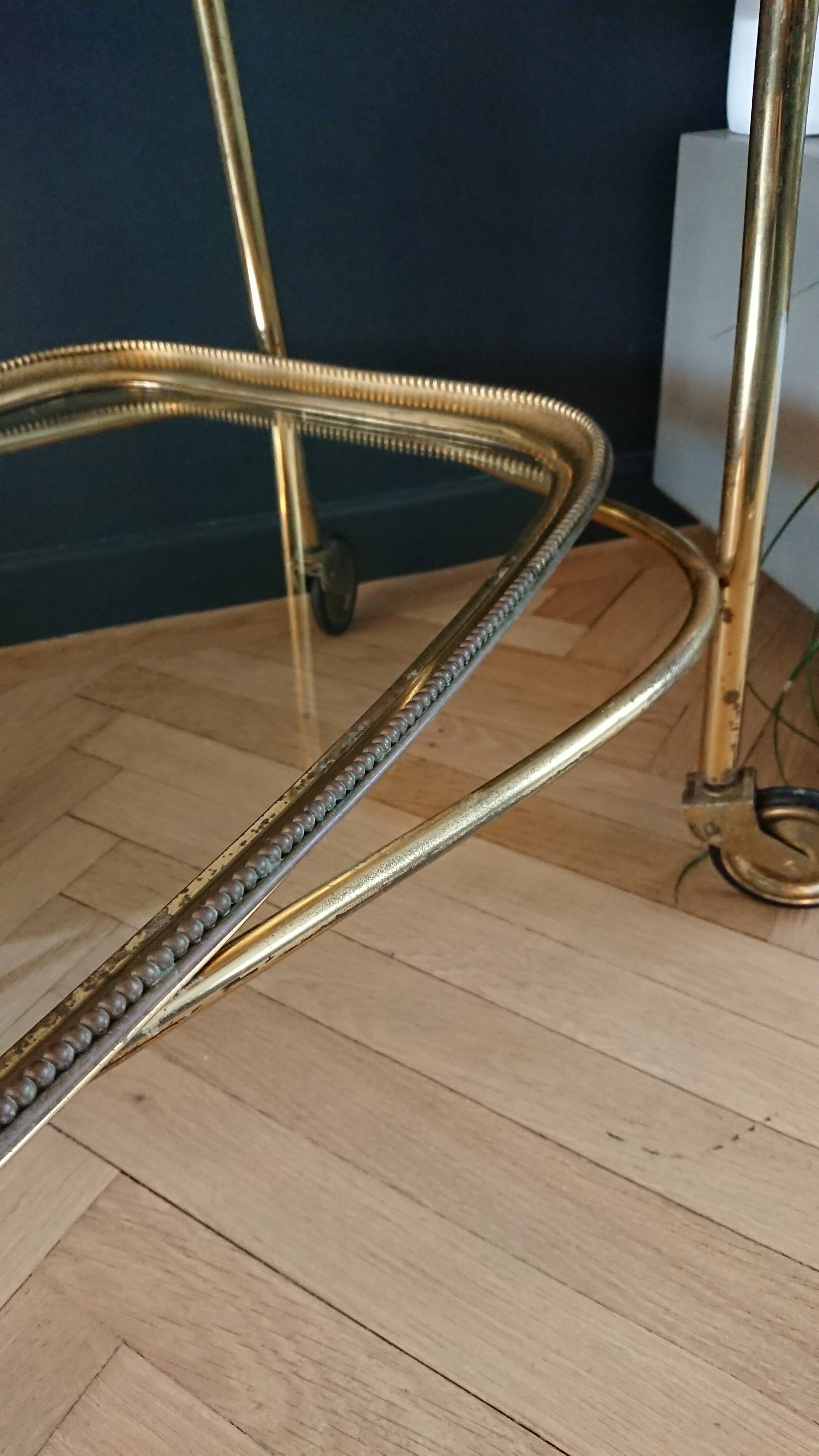 Brass dessert and glass 2 trays