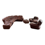 Italian Modular Sofa Set In Cognac Leather Attributed To Mobil Girgi, 1970's