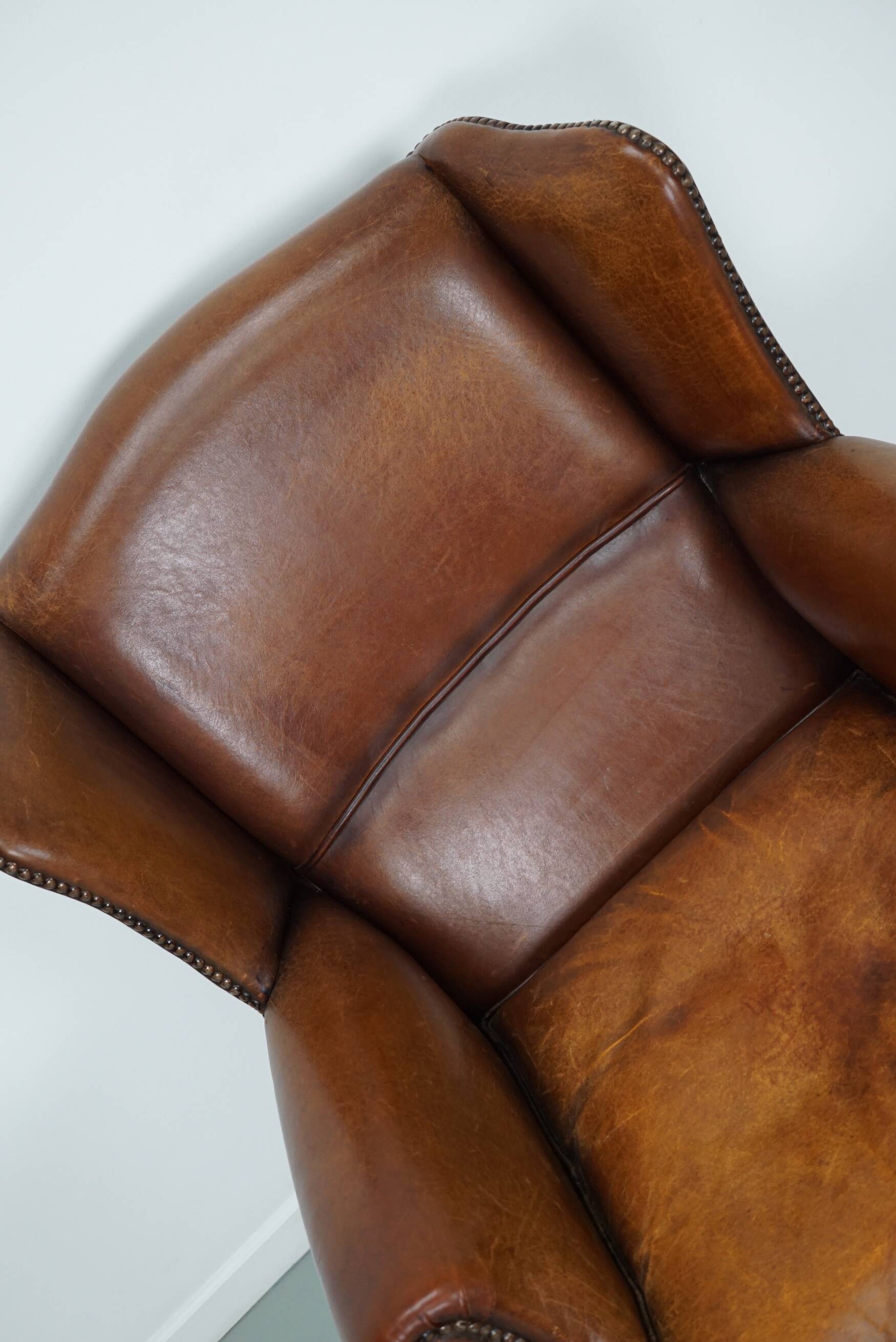 Vintage Dutch Cognac Colored Leather Club Chair