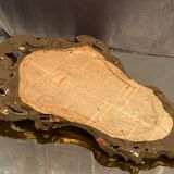 Mirror Rocaille Louis XV gilded wood decorated with a candle display depicting a lady Venice xixth