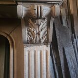 19th-century oak castle fireplace