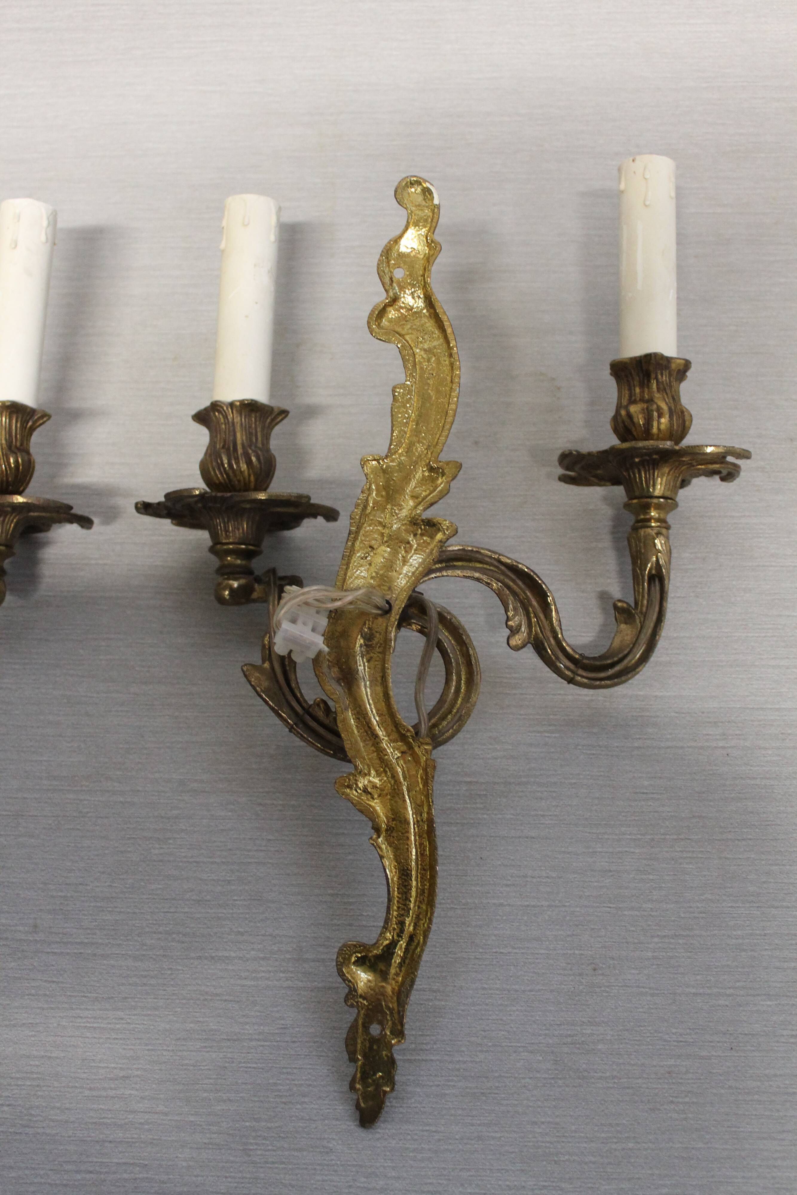 Pair of Louis XV style gilded bronze appliques