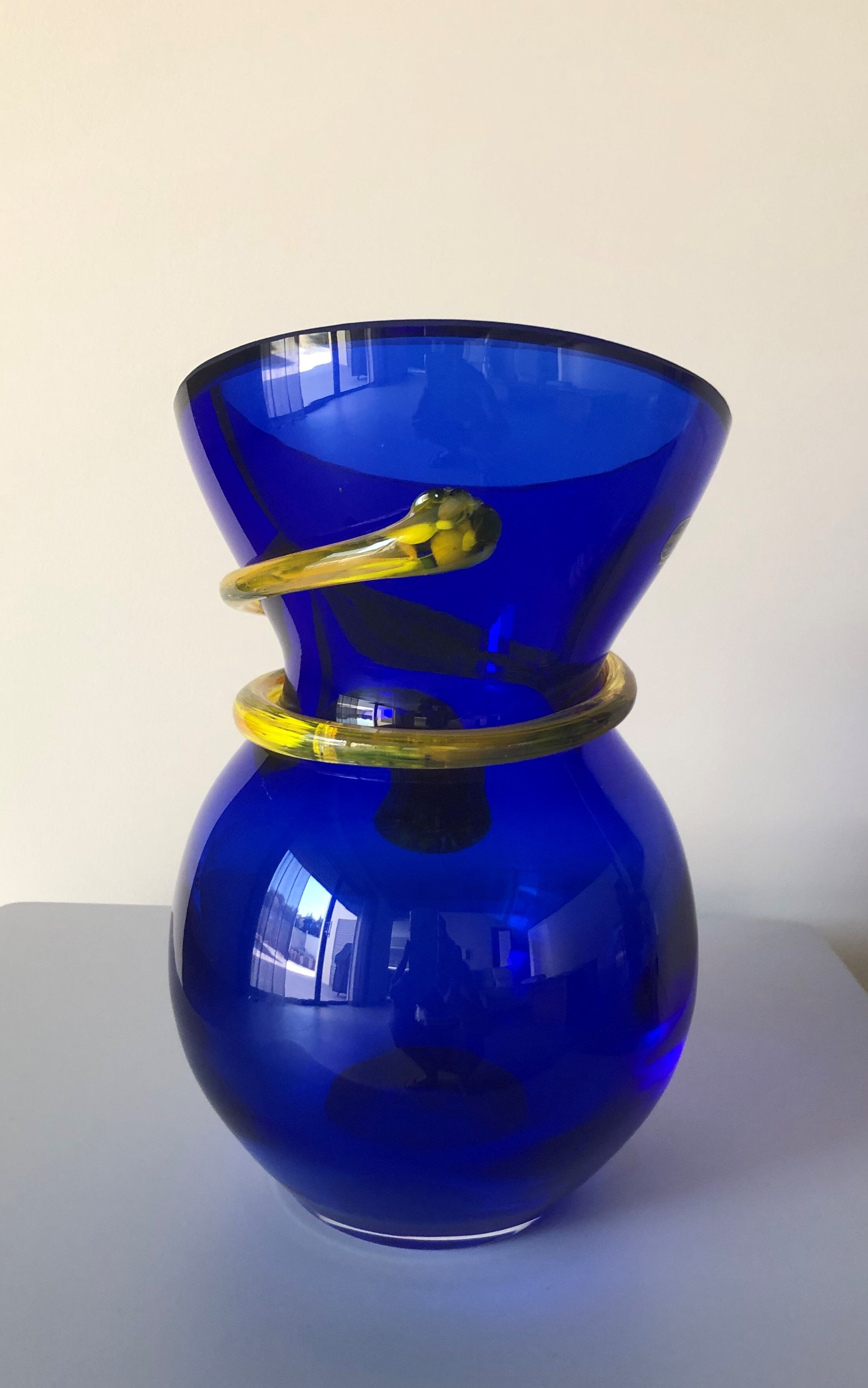 Blue bohemian glass vase