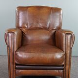 Set of a sheep leather design sofa and armchair