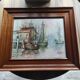 Oil painting on framed canvas seascape/boats/port signed Morlay