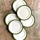 6 flat plates in white, green and gold porcelain