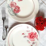 Old mismatched earthenware dinner plates