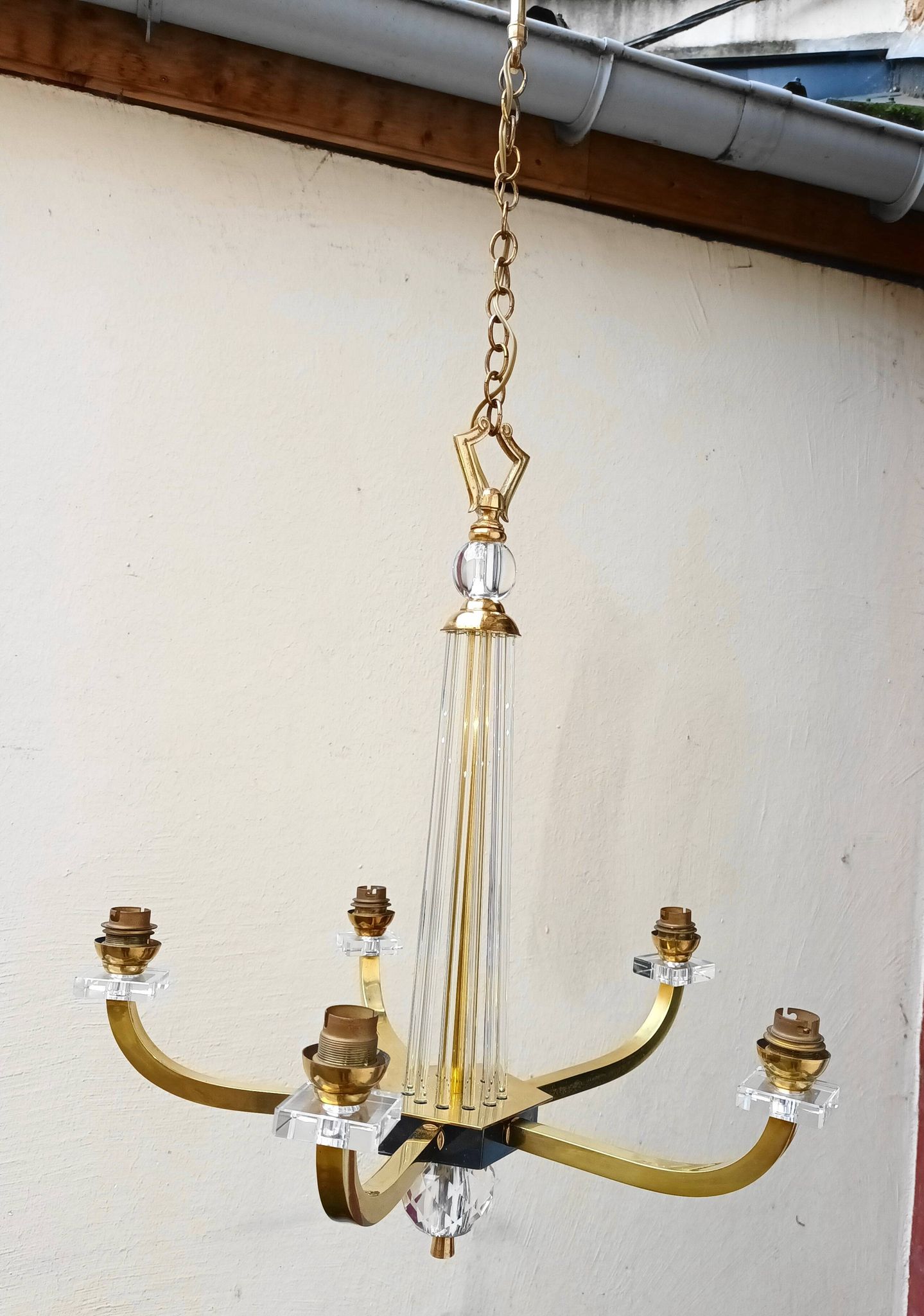 Lustre Art déco attribué à Jacques Adnet , années 50-60