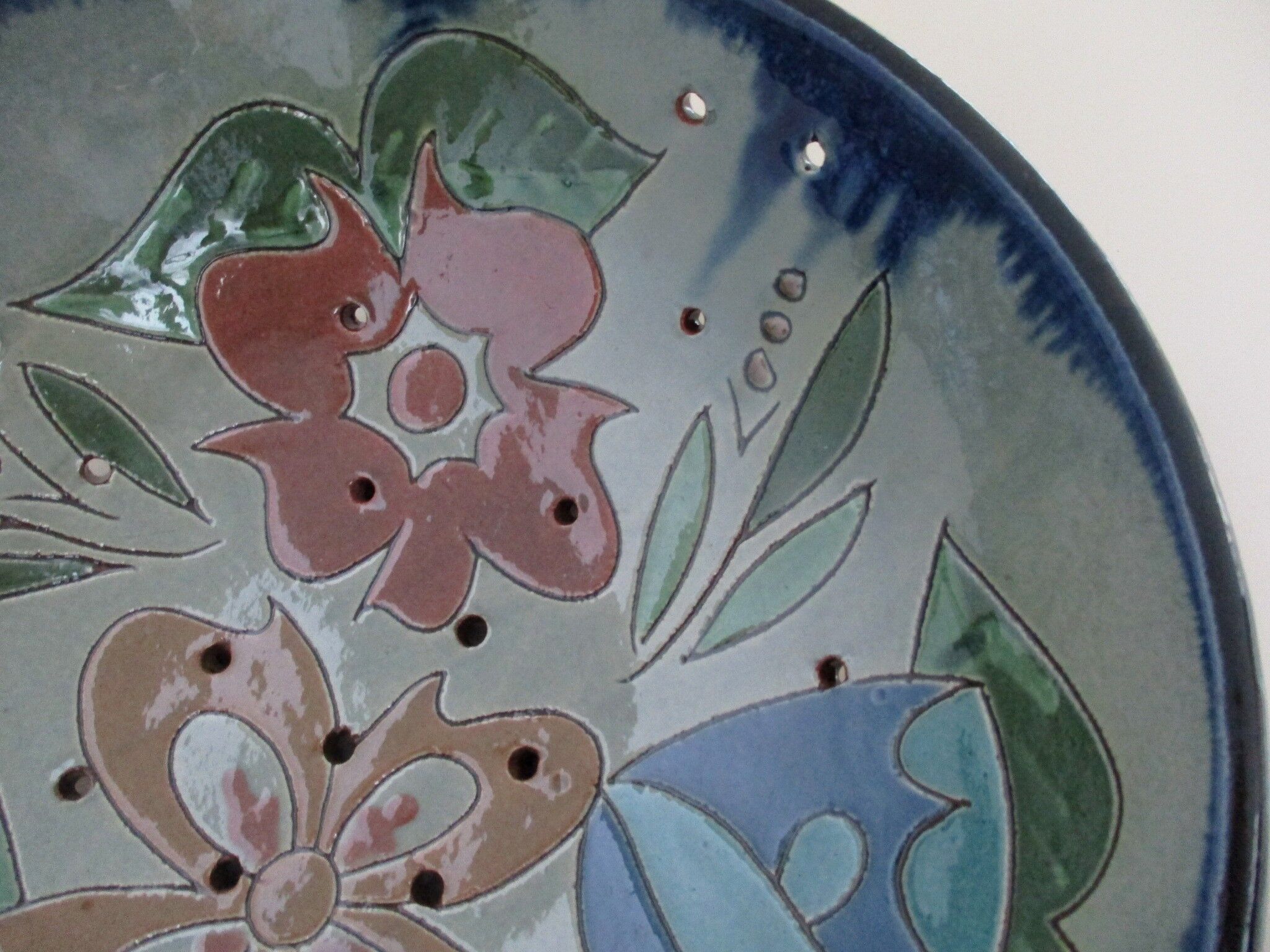 Salad bowl, Catalan ceramic drainer, decorated