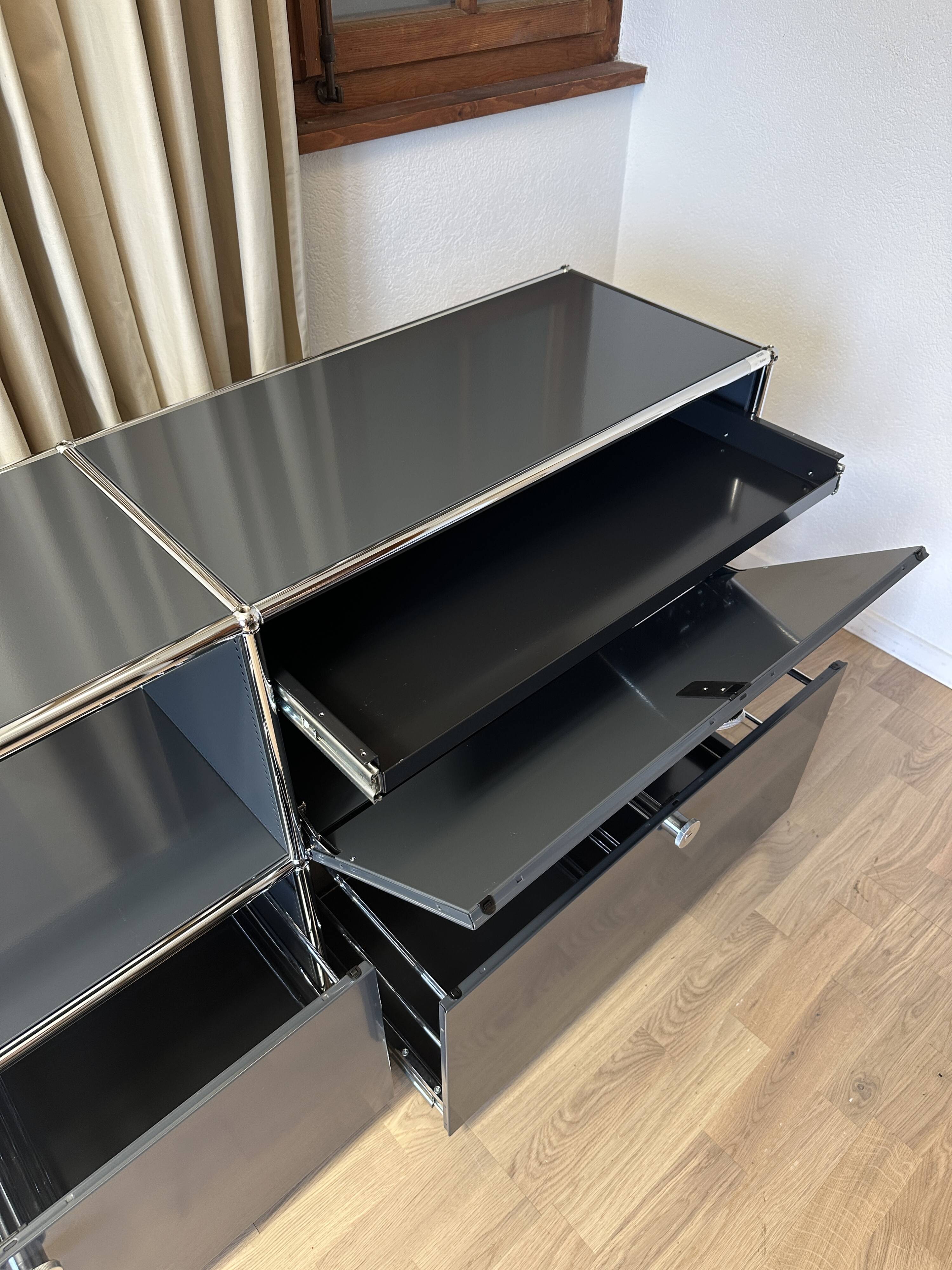 USM Haller sideboard in Anthracite Grey and Graphite Black