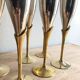 6 flûtes à champagne en laiton doré