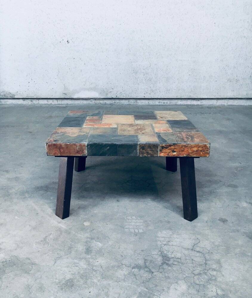 Brutalist Style Coffee Table in Slate Stone, 1970s
