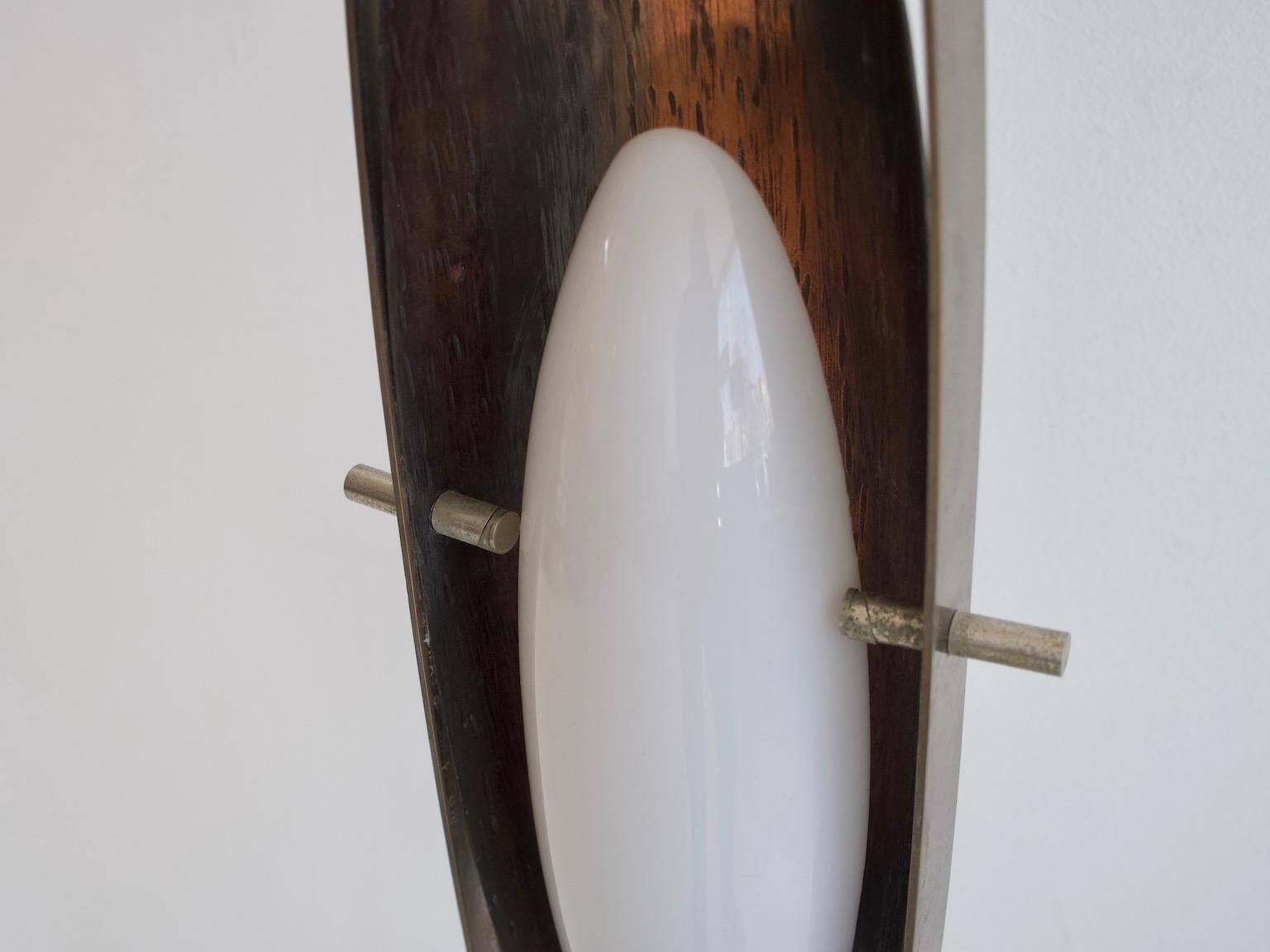 White plexiglass, steel and copper floor lamp by Goffredo Reggiani.