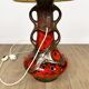 Orange ceramic sun lamp with jute fabric from the 1970s.