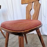 Ensemble de 2 chaises de salle à manger vintage tyroliennes en bois, style ferme autrichienne alpine