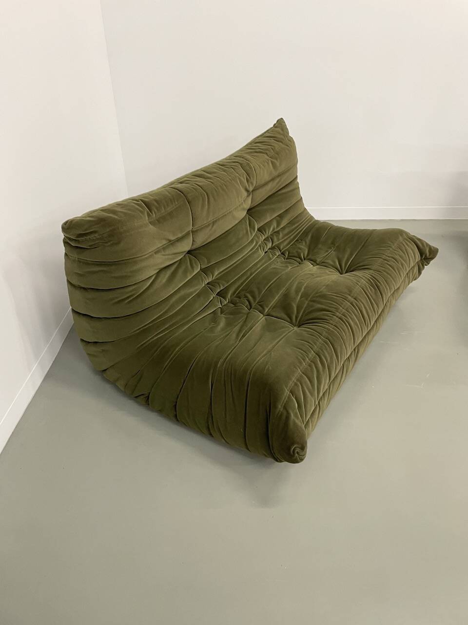 Vintage 2 and 3 seater green velvet togo set