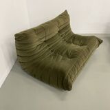 Vintage 2 and 3 seater green velvet togo set