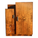 Asymmetrical wardrobe, Art Deco, 1930s walnut burl, wardrobe, shelves, drawers