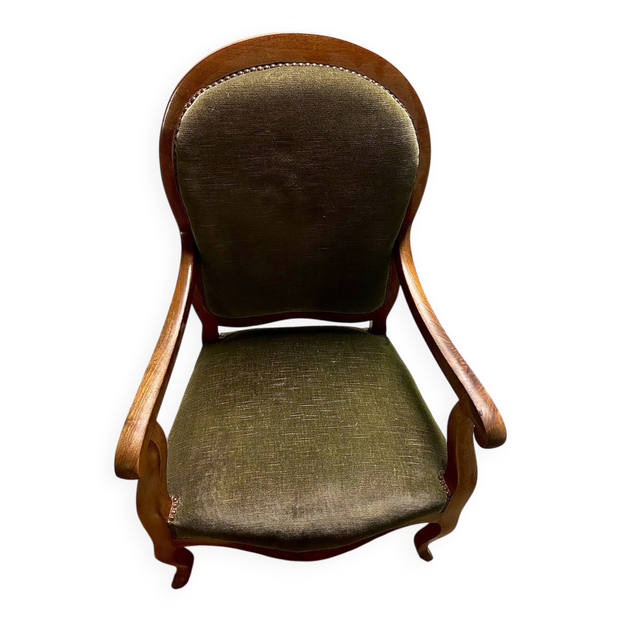 Authentique fauteuil Voltaire Louis-Philippe en noyer massif