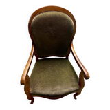 Authentique fauteuil Voltaire Louis-Philippe en noyer massif