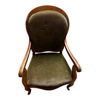 Authentic Louis-Philippe Voltaire armchair in solid walnut