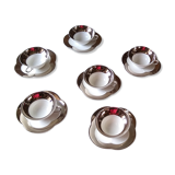 6 tea cups in fine porcelain Epiag white and gray moiré steel
