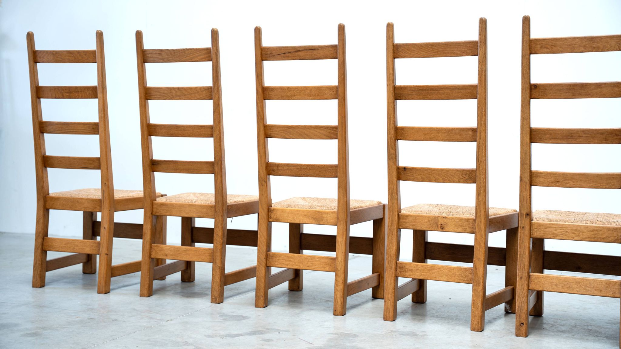 Set of six high back French dining chairs