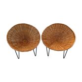 Pair of vintage wicker armchairs