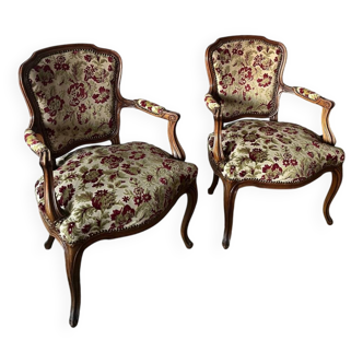 Pair of Louis XV style armchairs