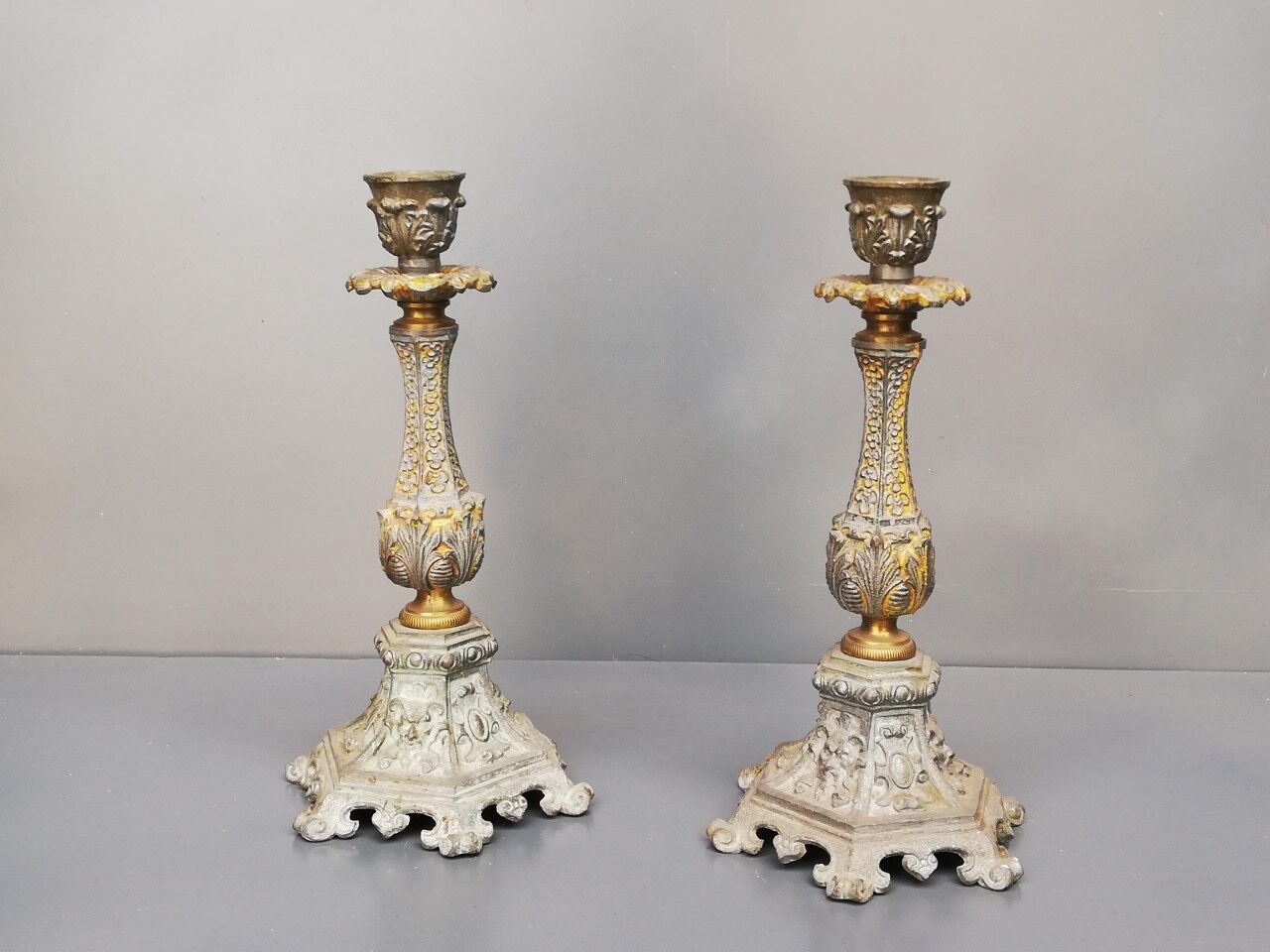 Pair of old candlesticks