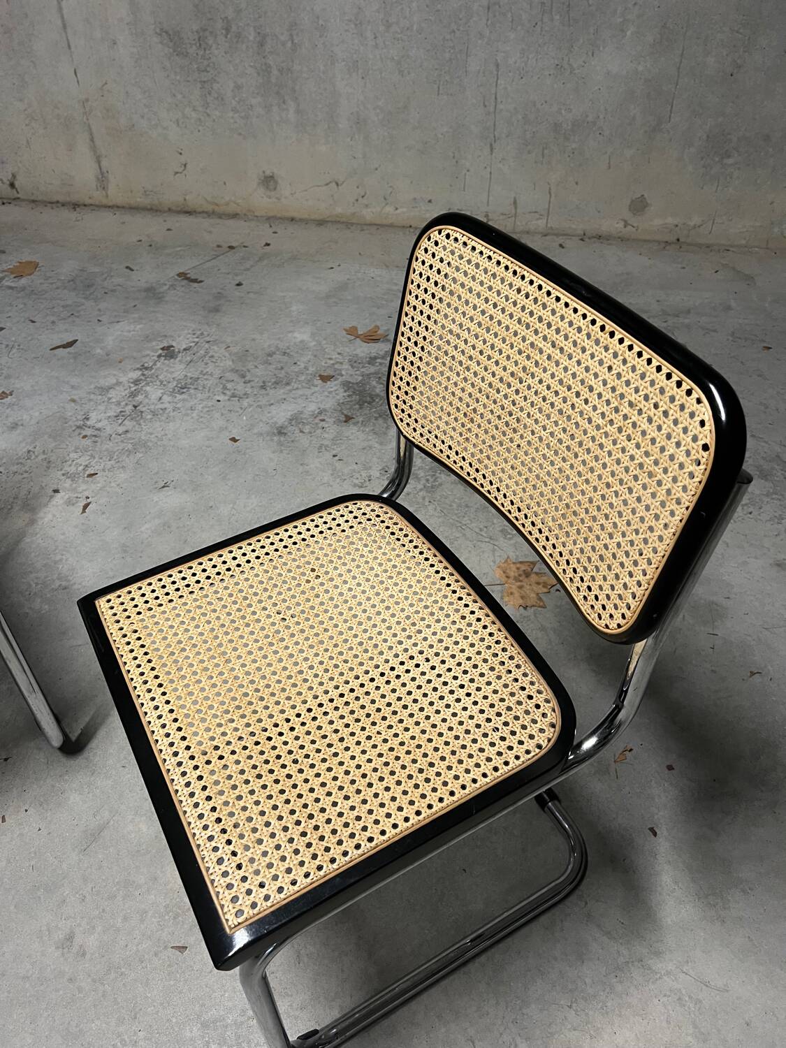 Pair of Marcel Breuer B32 Cesca black chairs