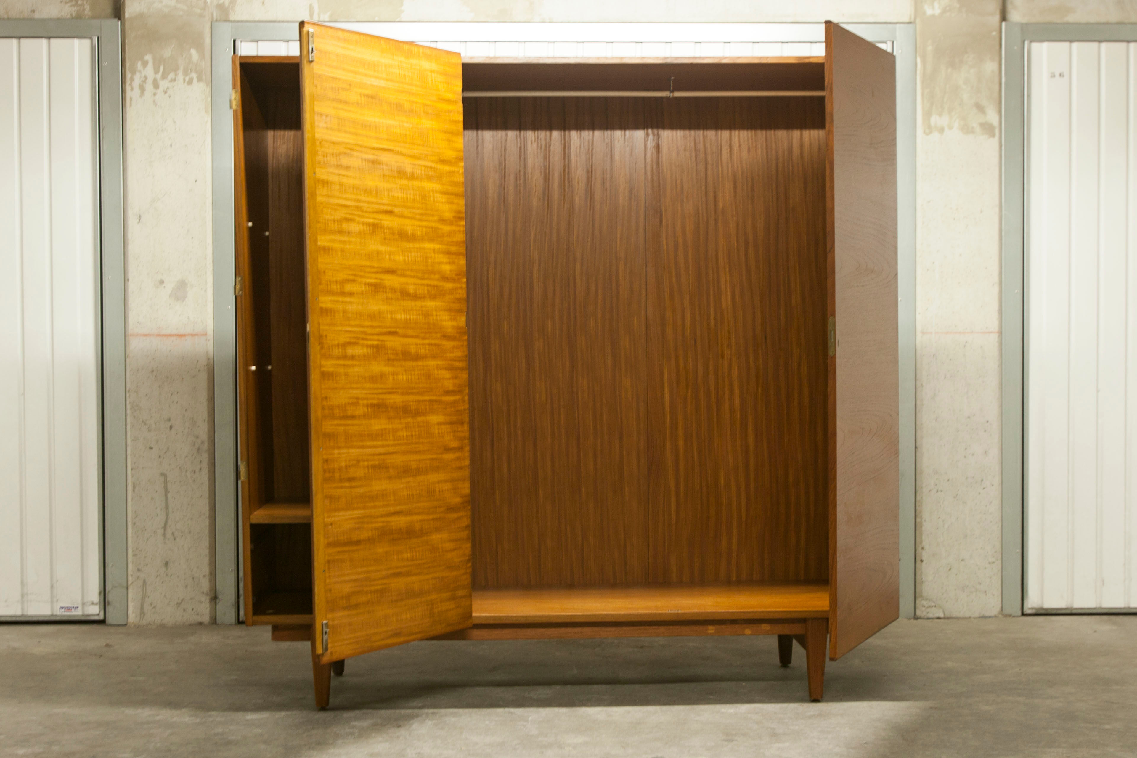 Danish Scandinavian wardrobe signed Sven Ellekaer 1960 3 doors 2 drawers with mounting plan
