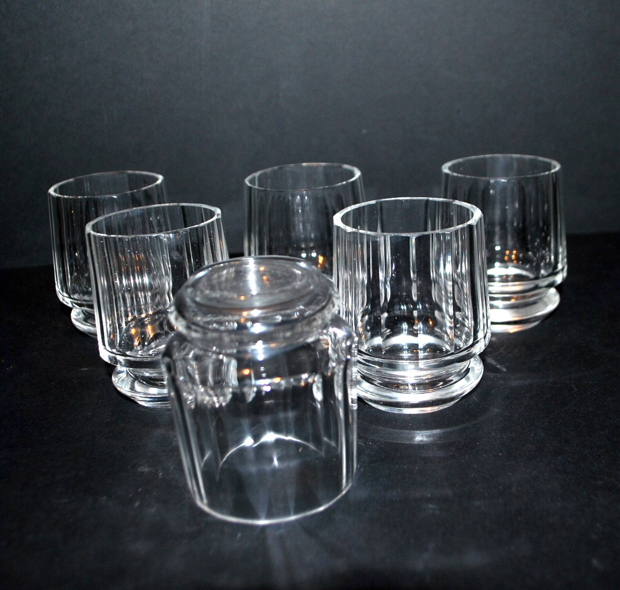 Set of 6 ART DECO glasses cut glass alcohol tumbler Czechoslovakia