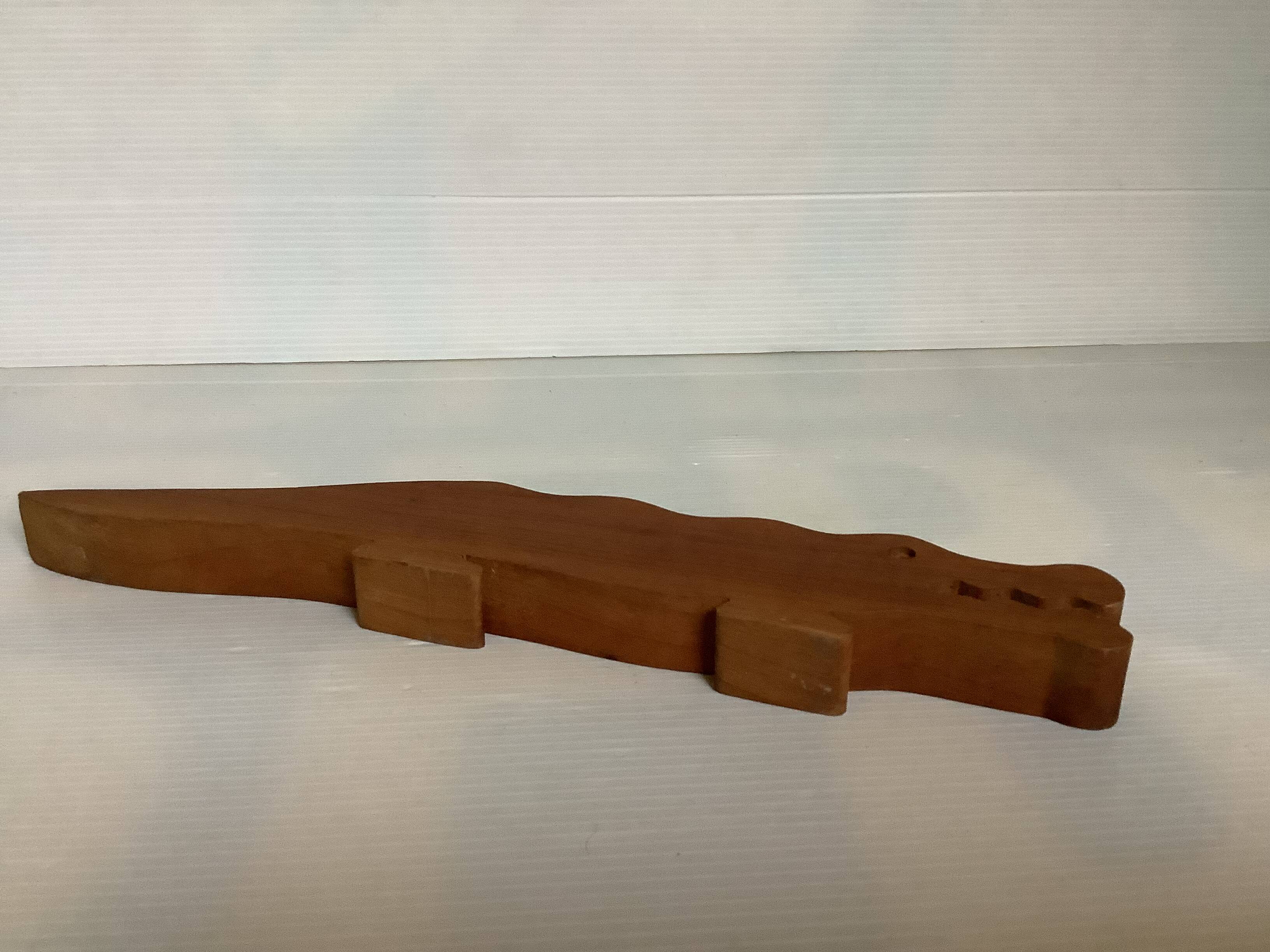 Scandinavian zoomorphic wooden crocodile candle holder