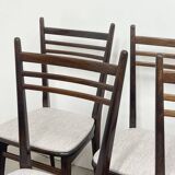 Set of 6 wooden and gray fabric chairs
