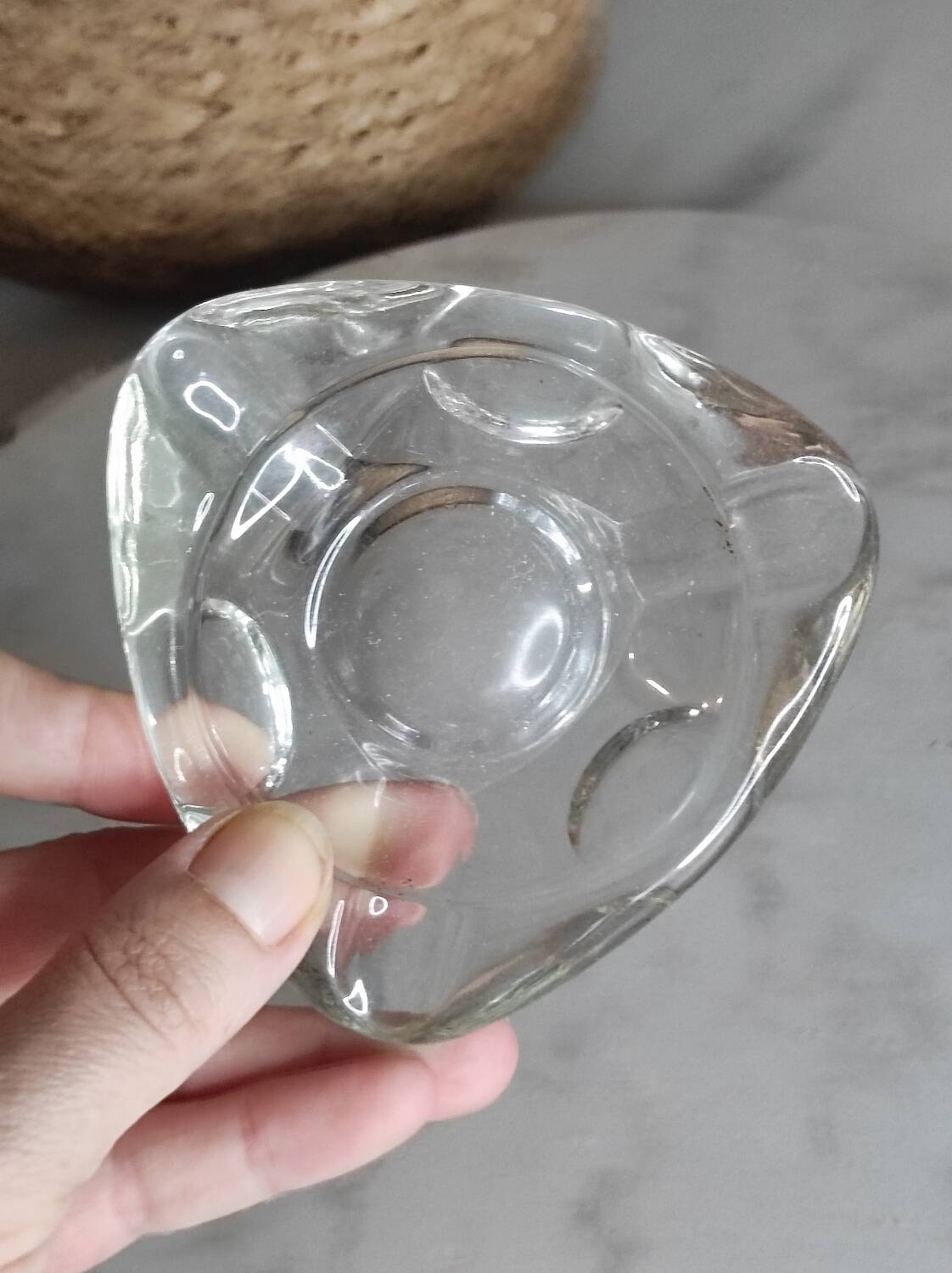 Vintage triangular glass ashtray