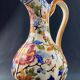 Large Gien earthenware ewer pitcher with Peonies decor