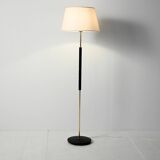 Lampadaire scandinave en laiton et bois noir, années 1950/60