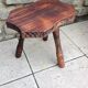 Vintage brutalist wooden tripod stool from the 60s and 70s