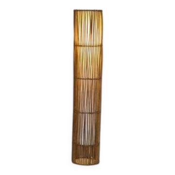 Lampadaire en rotin du milieu du siècle, dans le style de Louis Sognot