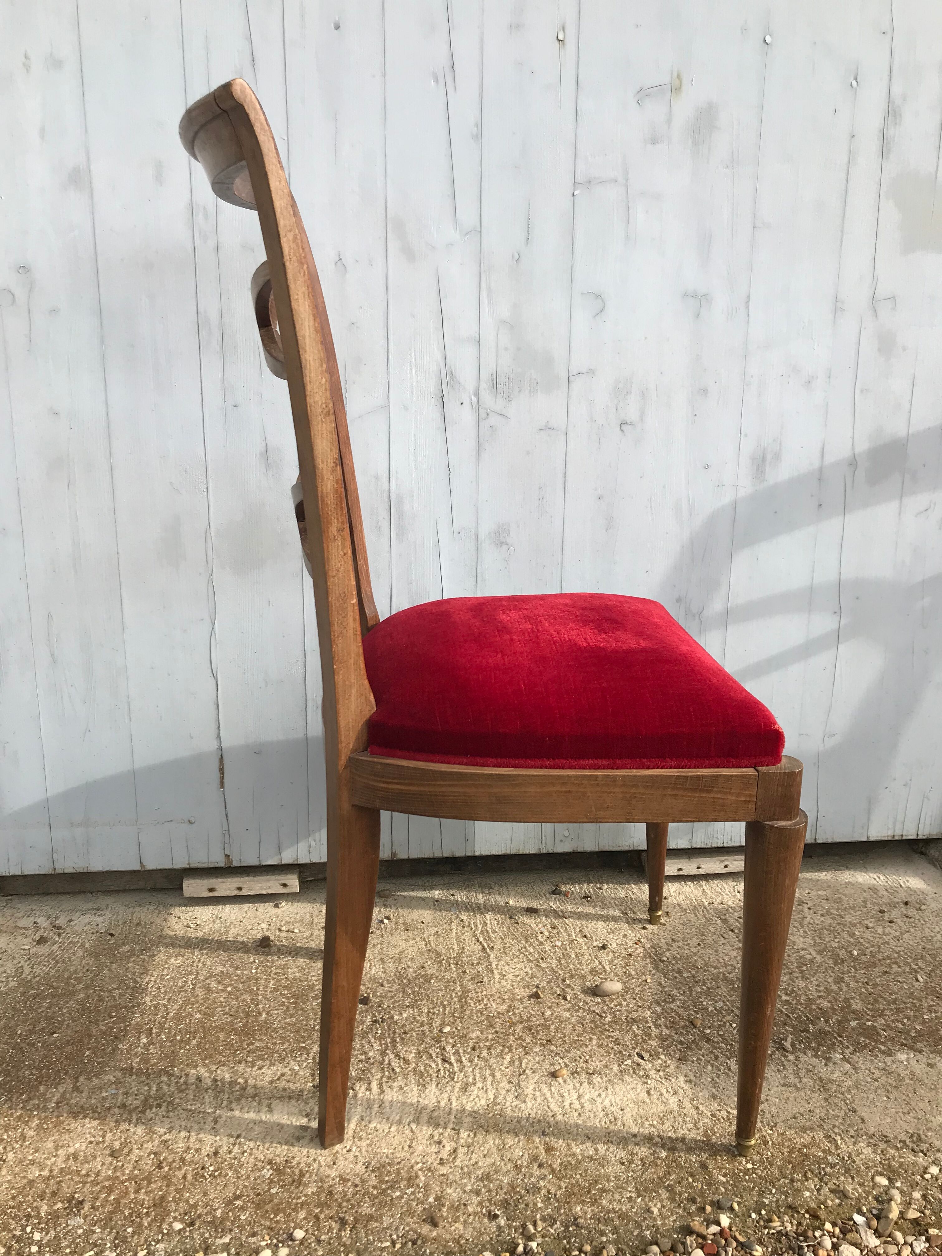 6 chairs art deco red velvet